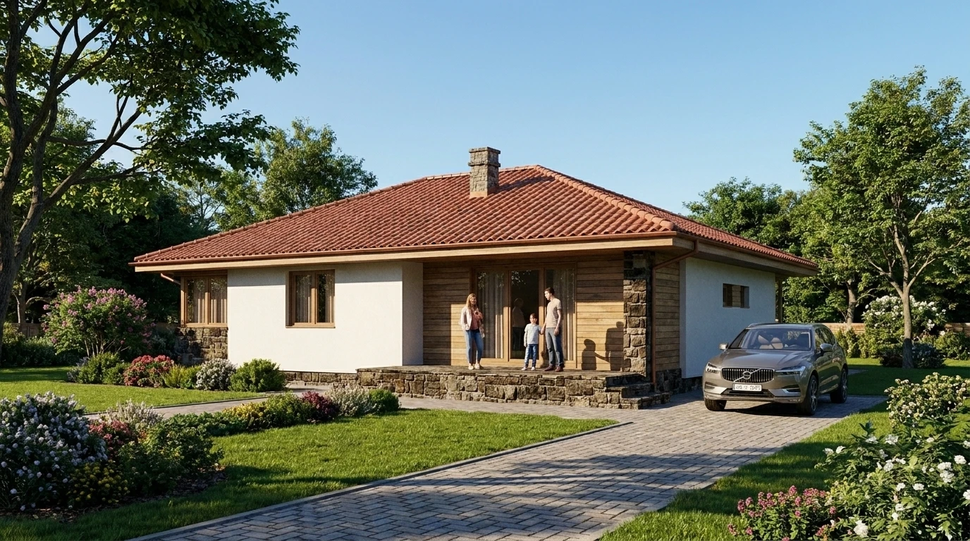Проект одноэтажного дома из кирпича от 110 м2