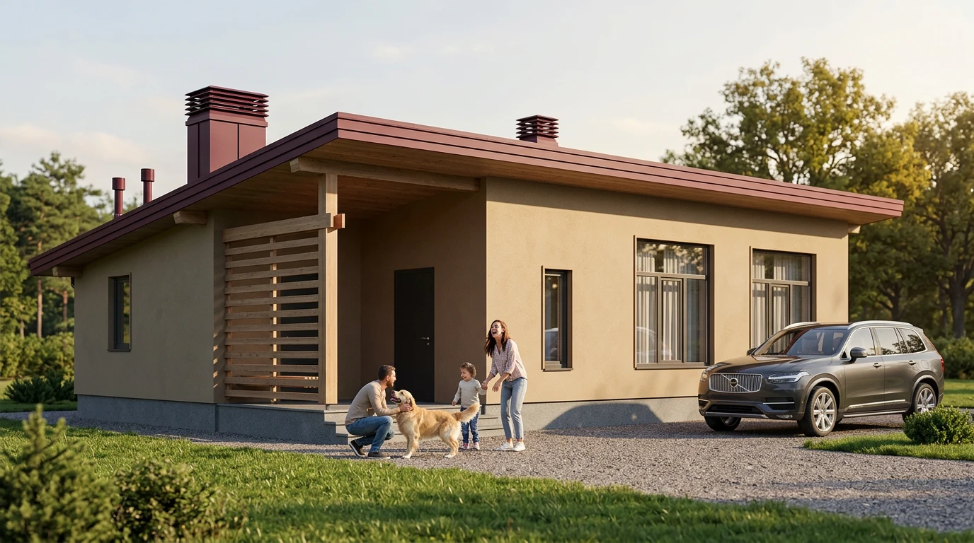 Проект небольшого дома из кирпича 75 м²