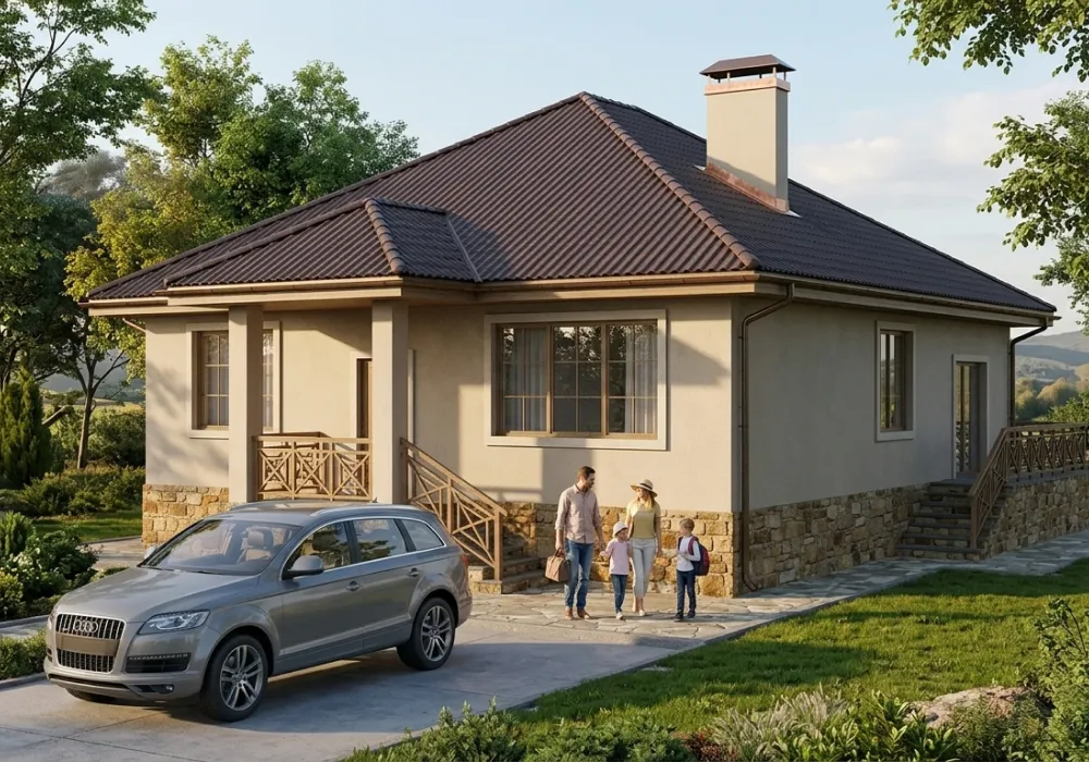 Проект одноэтажного дома из газобетона 108 м²