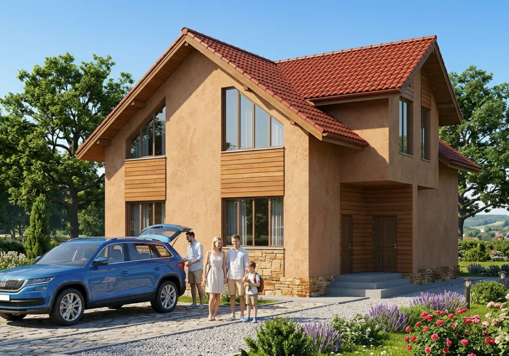 Проект дома с котельной и кухней-столовой из газобетона 148 м2