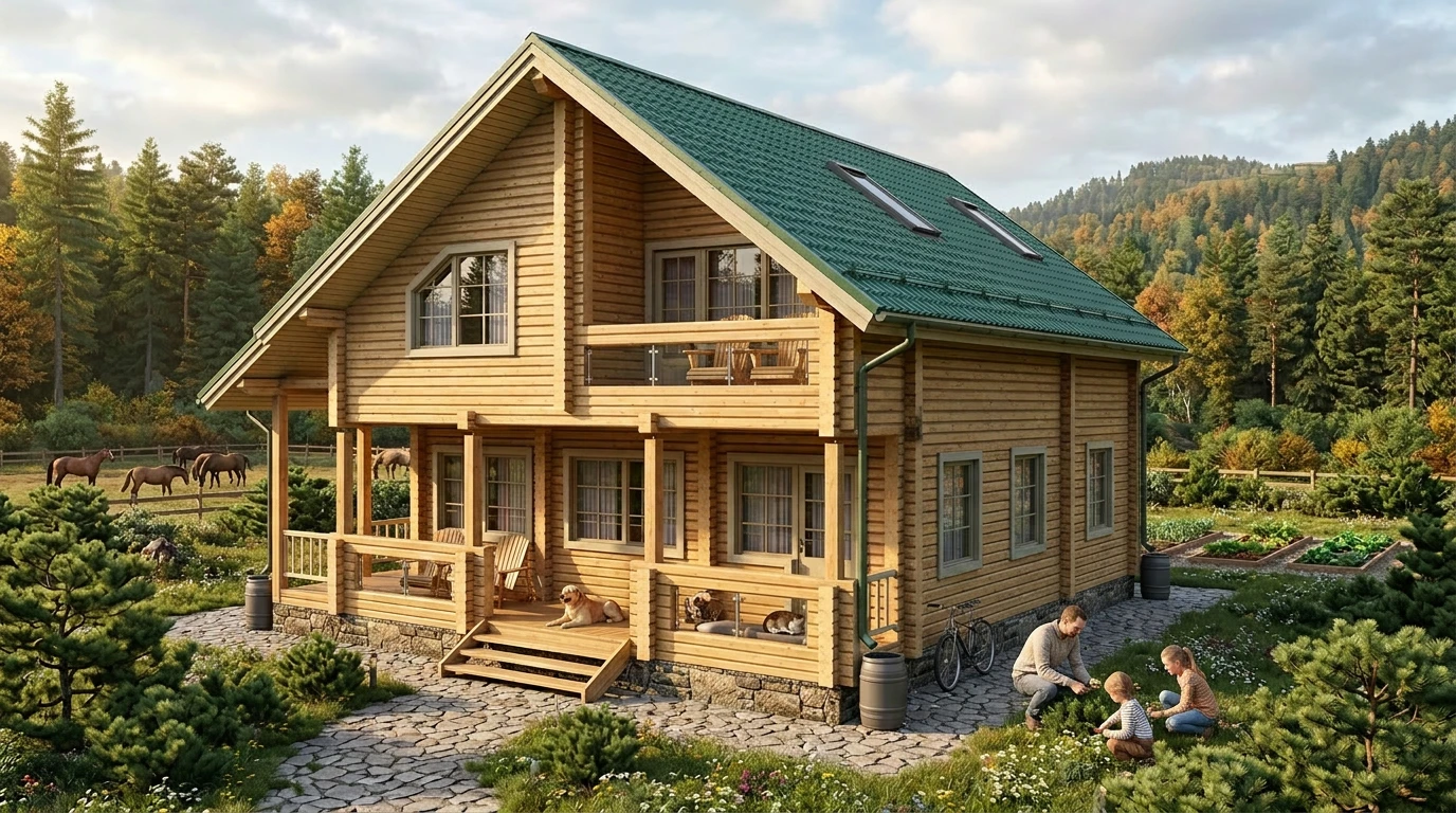 Проект дома из бруса 141 м²