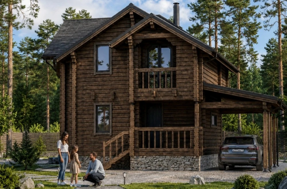 Проект дома из бруса 54 м²